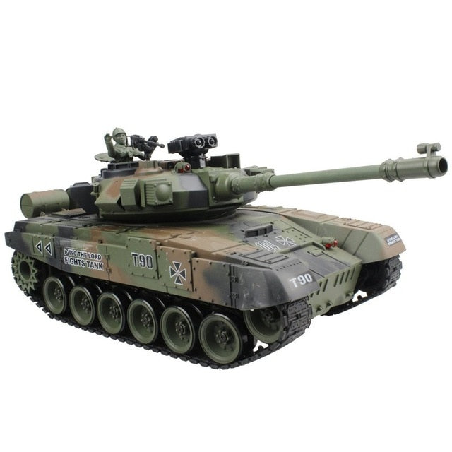 Tanque ruso T-90, a Control Remoto, escala1/20, de 2,4G, con sonido y disparo de balas plásticas con retroceso