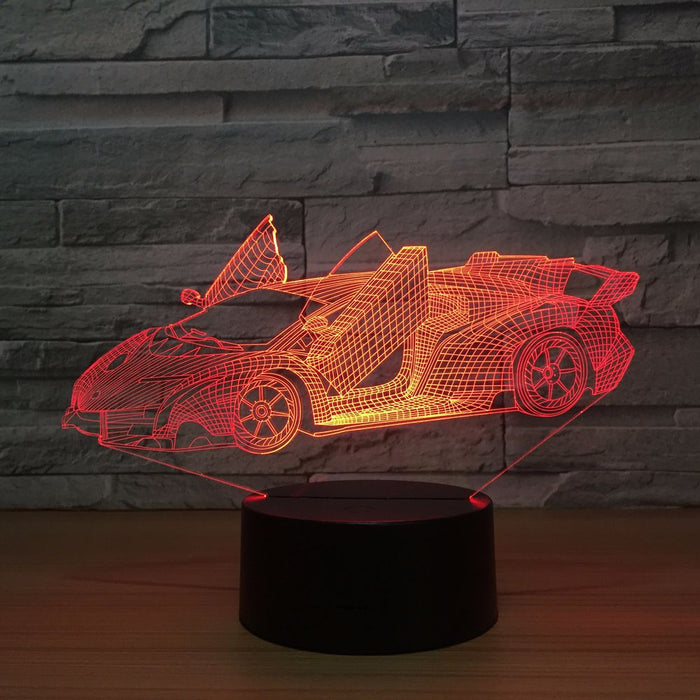 Lámpara acrílica 3D, motivo coche deportivo