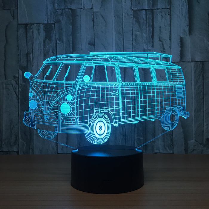 Lámpara acrílica 3D, motivo icónica van Volkswagen