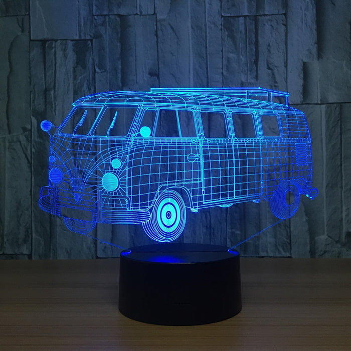 Lámpara acrílica 3D, motivo icónica van Volkswagen