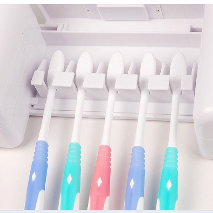 Dispensador automático de pasta de dientes, multifunción con reloj y soporte para cepillo de dientes