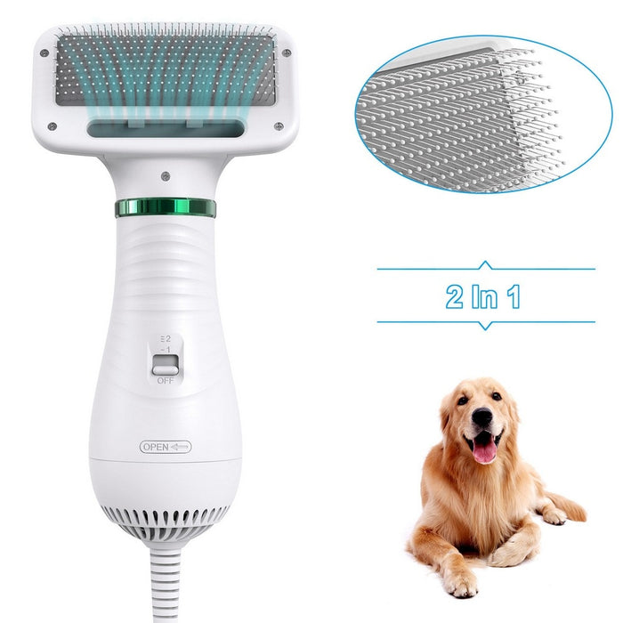 Cepillo para mascotas 2 en 1: Eliminador de pelo y Secador con temperatura ajustable