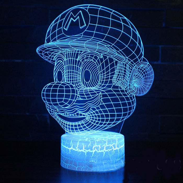 Lámpara LED de noche con 7 colores, Super Mario, simulación 3D
