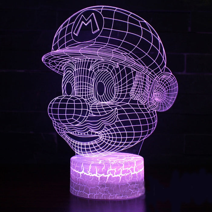 Lámpara LED de noche con 7 colores, Super Mario, simulación 3D
